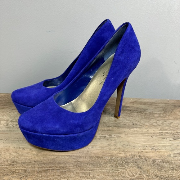 Jessica Simpson Vibrant Blue Platform Heels - Picture 2 of 9